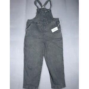 Zenana Women's Gray Overalls‎ Cropped Denim Jumpsuit Tie Strap Size Large